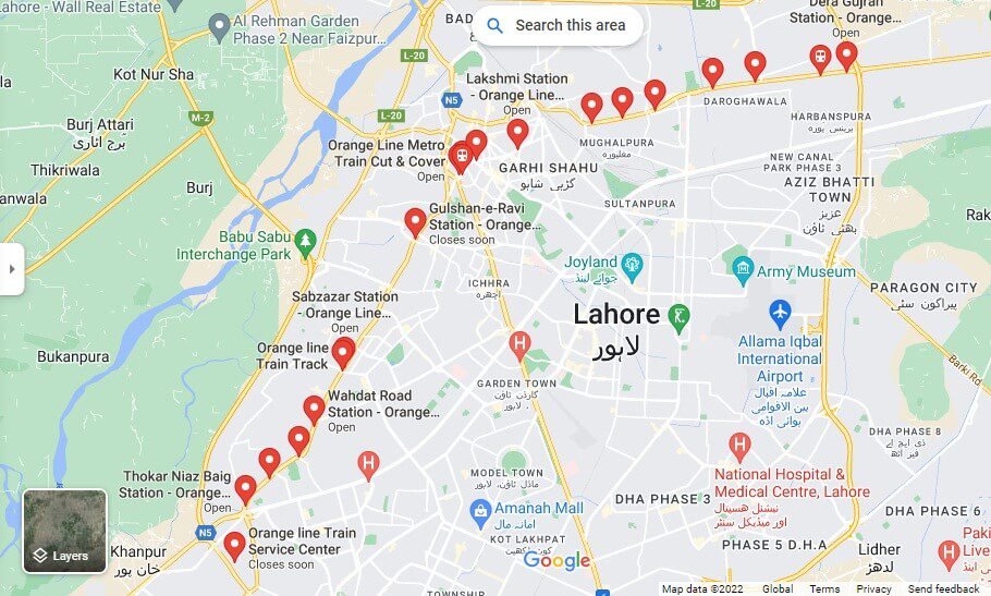 Orange Train Lahore Routes