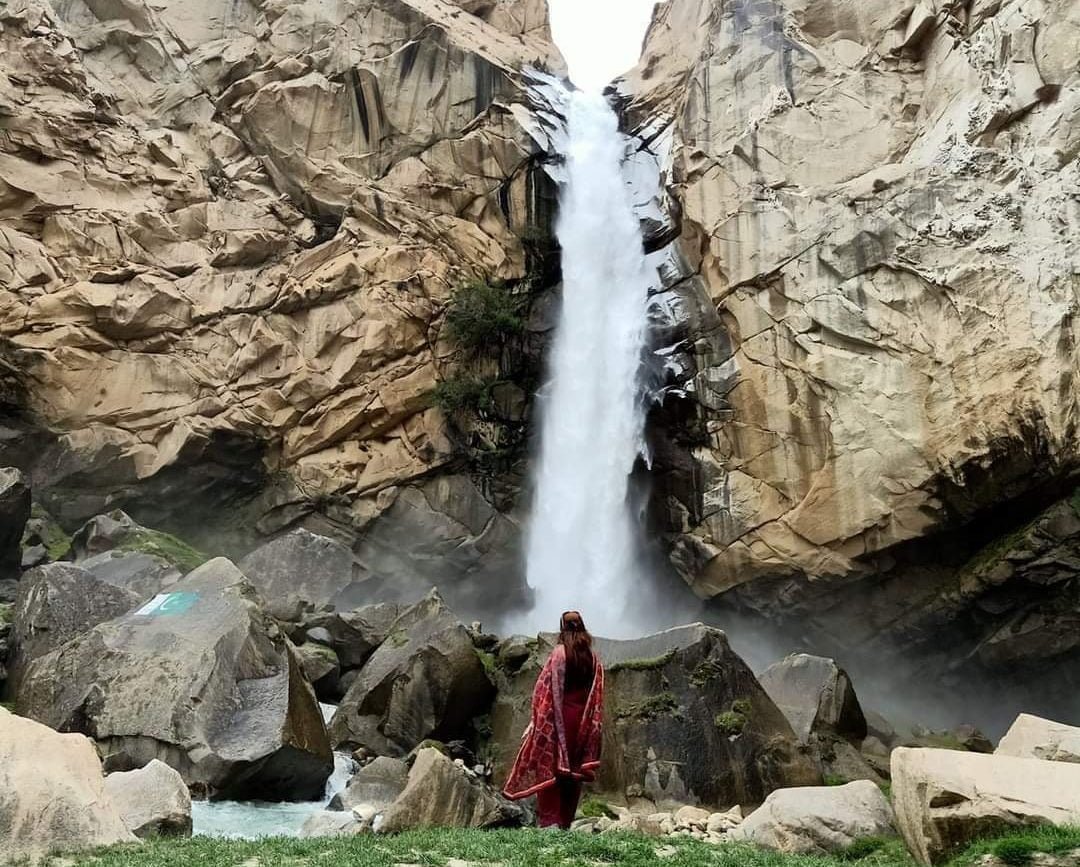 Khamosh Waterfall lies in the Kharmang Valley near Skardu