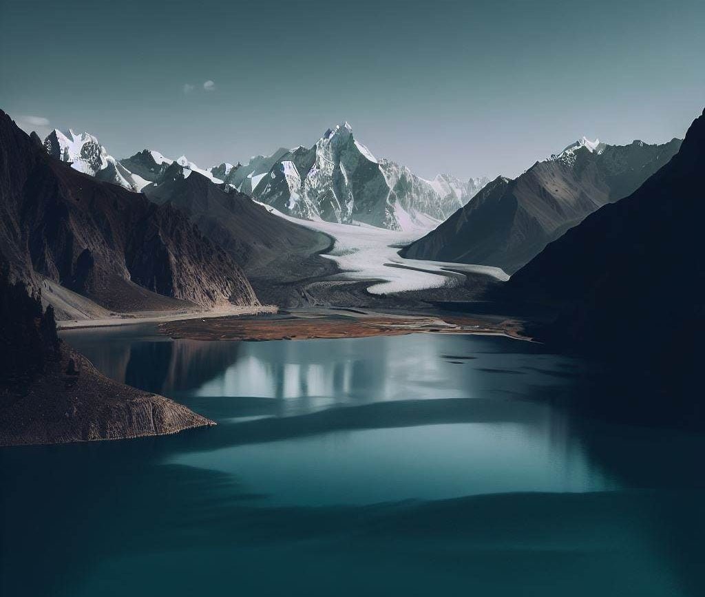 An image of Batura Lake designed by AI