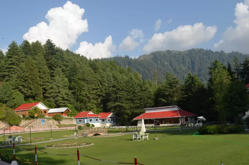 View of scenic mountains from golf club