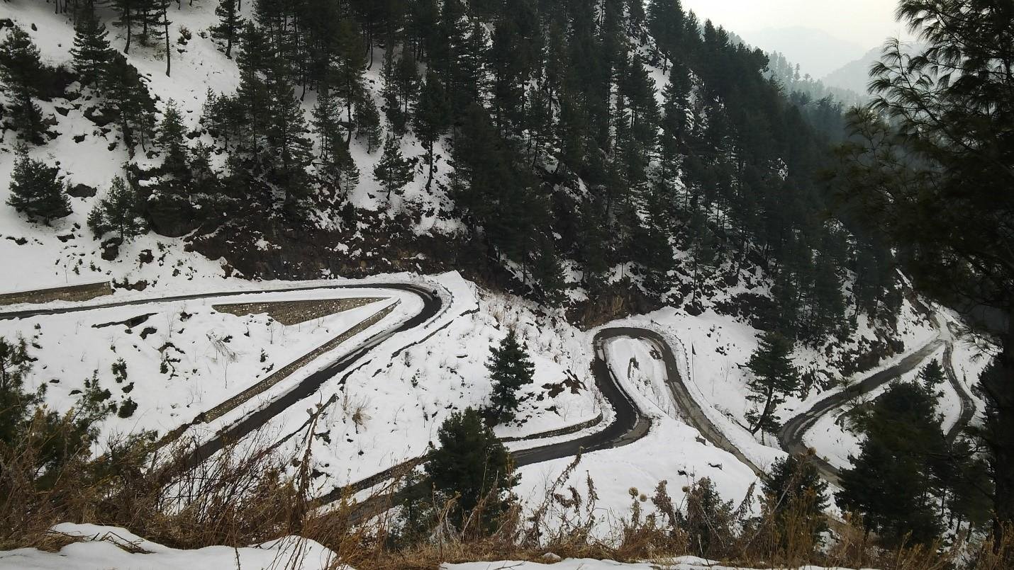 snow covered mountains in galiyat region